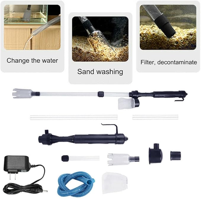 Gigicloud Fish Tank Cleaner Electric Aquarium Vacuum Gravel Cleaner Multifunction Automatic Fish Tank Cleaning Tools for Aquarium Water Changer Wash Sand Water Filter and Water Circulation