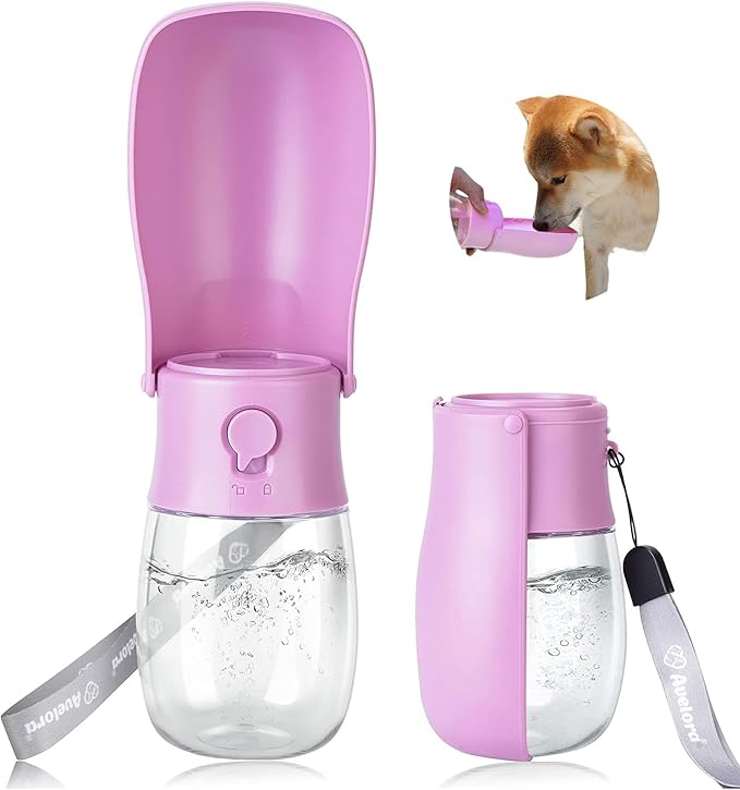 Foldable Dog Water Bottle, Portable Dog Water Dispenser, Outdoor Pet Water Bottle for Cat, Puppy, Walking, Hiking, Travel. Dishwasher Safe, 10oz
