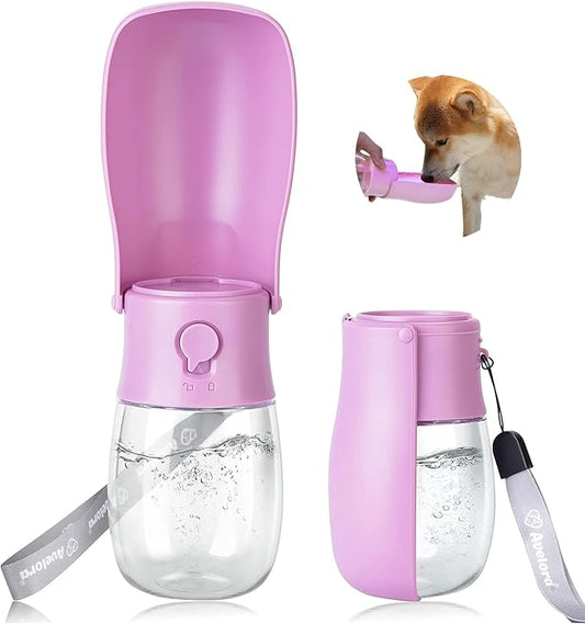 Foldable Dog Water Bottle, Portable Dog Water Dispenser, Outdoor Pet Water Bottle for Cat, Puppy, Walking, Hiking, Travel. Dishwasher Safe, 10oz