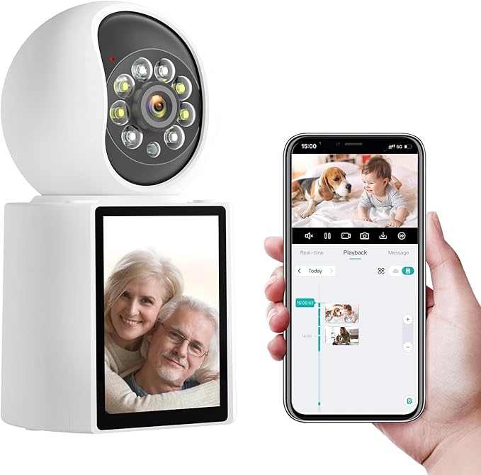Video Call Security Camera, Indoor Camera for Home with App, 2K Full Color Night Vision, One-Click Call Two-Way Video, Ease to Set up, Motion Detection, Auto Tracking, Child Elder Dog Pet