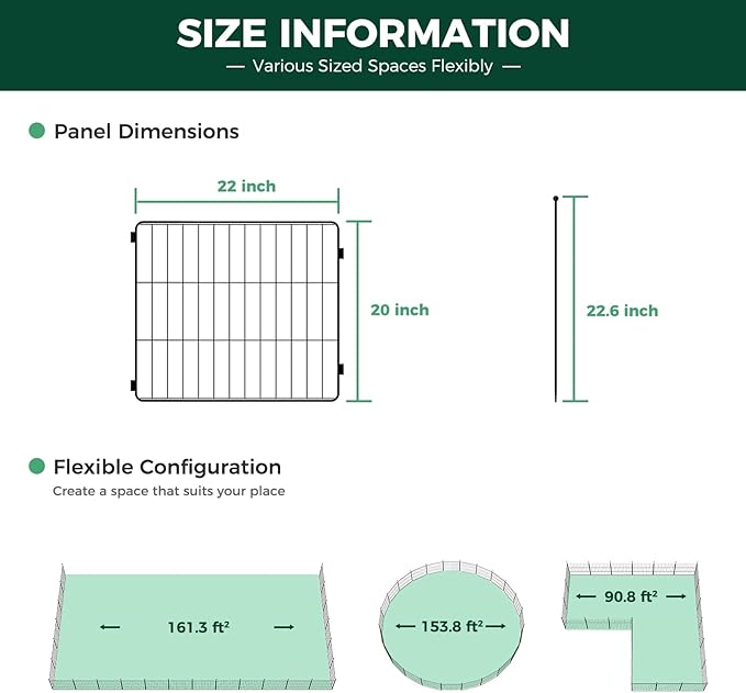 FXW MiniPaws Unleashed Dog Playpen for Yard & RV Camping, Expandable 20-inch 32 Panels for Puppies and Small Dogs, Portable for Indoor and Outdoor Use