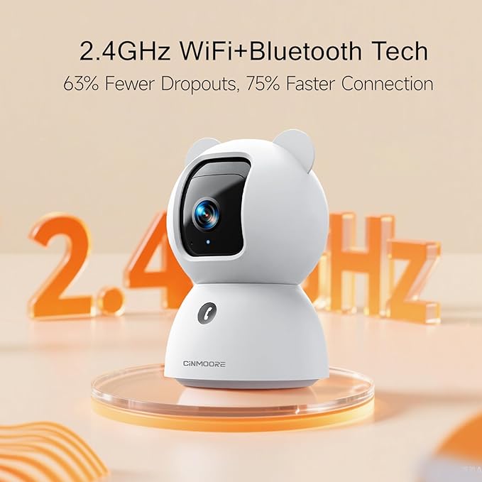 2.5K Security Camera Indoor, Non-Subscription AI Person/Pet/Cry Detection, 4MP Pet/Dog/Cat Camera w/Phone App, Pan Tilt 2.4GHz WiFi Cameras for Home Security, IR Night Vision, Full Duplex 2-Way Audio