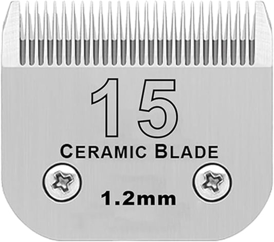 Detachable Pet Dog Grooming Clipper Ceramic Blades,Compatible with Size-15 Cut Length 3/64-Inch(1.2mm),Compatible with andis/Oster A5/Wahl KM10 Series Clippers