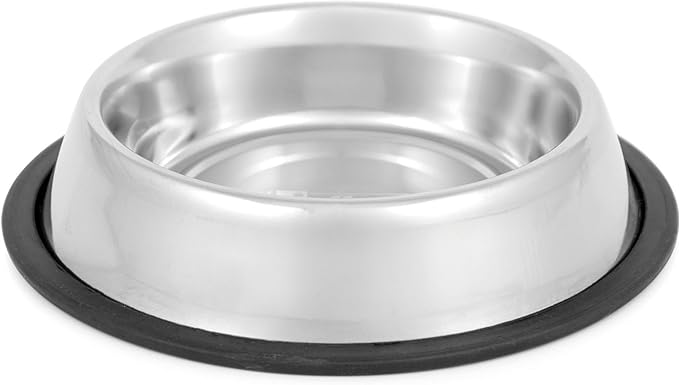Jeffers Pet Stainless Steel Dog Bowl – No Skid, No Tip Food & Water Bowls for Puppies, Small, Medium, Large Breeds – Heavy Duty, Dishwasher Safe Feeder for Indoor, Outdoor, Travel Use – 3 Quart
