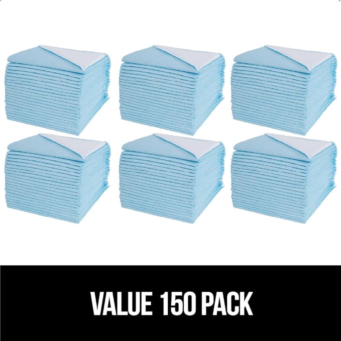 Gorilla Guard Disposable Puppy Pads, 100 Count 28x34 in, 5 Layer Pee Pads for Dogs, Absorbent Diaper Changing Pad, Dog Potty Training Supplies, Quick Dry Pet Housebreaking Essentials for Puppies