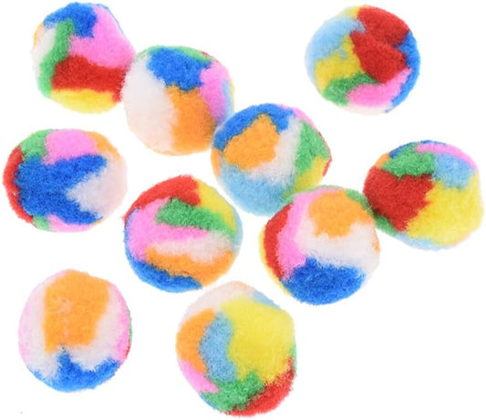 10Pcs Small Assorted Color Kitty Yarn Puffs Cat Toys Cat Chase Balls 1.37" Diameter