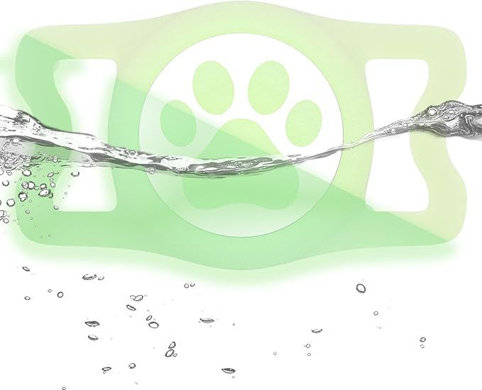 IP68 Waterpoof Dog Airtag Holder, Stretchy Silicone Full Body Covered Apple Air Tag Holder for Dog Cat Collar Fit All Width Collar (Luminous, 1 Pack)