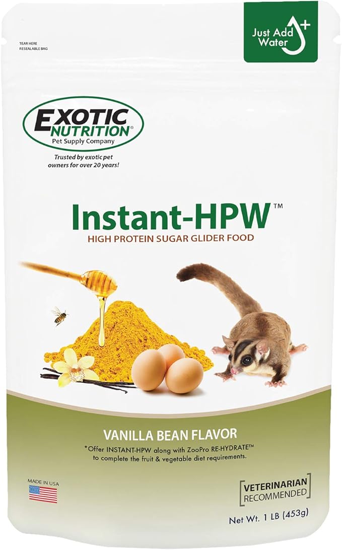 Instant-HPW - All Natural Vitamin Enriched Sugar Glider Food - Healthy & Nutritious - High Protein Wombaroo - Staple Diet (1 lb)