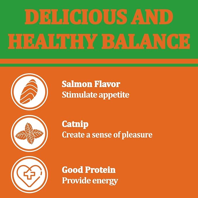 1.1 lb/500g Cat Grass Treats for Indoor Cats - 17.6 oz Natural Salmon & Catnip Flavor, Healthy Snacks for All Life Stages, Crunchy Training Biscuits with Dental Care & Hairball Control