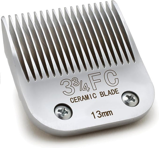 3-3/4FC Silver Detachable Clipper Ceramic Blades, Dog Grooming Clipper Replacement Blades Compatible with Dog Clippers, KM Series Clippers, A5, Size 3-3/4FC, Cut Length 1/2"(13mm)