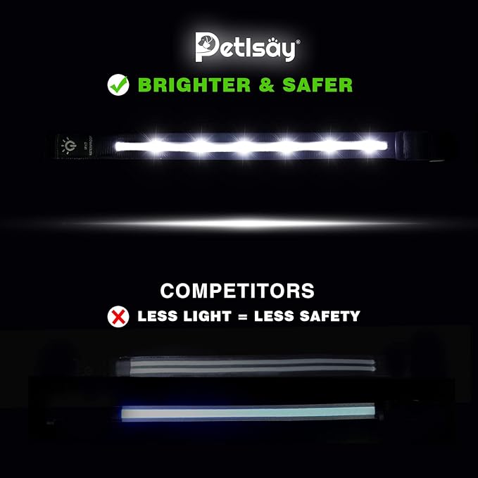 Super Bright LED Dog Collar - Fully Waterproof & Adjustable Glow Collar - USB-C Rechargeable for Night Walking, Safety - Flashing Lighted Collar for Dogs(White,Medium)
