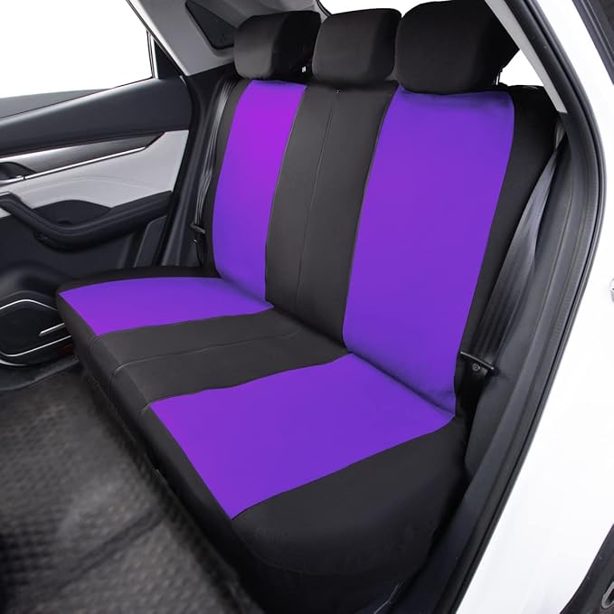 Flying Banner Rear Bench car seat Covers car seat Protectors Split 40/60 50/50 60/40 (Black & Purple, Value)