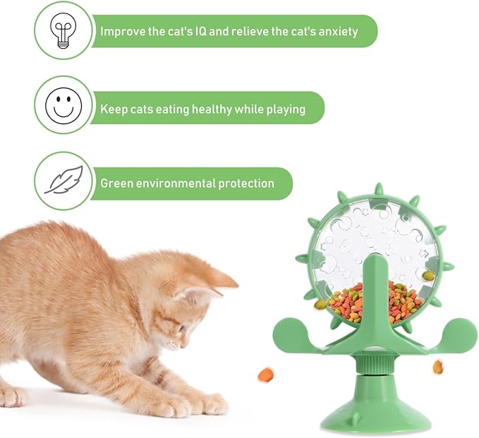 2pcs Interactive Pet Treats Dispenser Toy: 360 Degree Rotating Windmilt Feeding Windmill Dispenser Interactive Slow Food Toy for Cats and Dogs Enhances Iq Relieves Promotes Healthy Eating