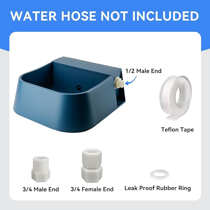 Enjoying Dog Water Bowl Dispenser Outdoor, 2L Auto Water Bowl for Dogs Cats Chicken Farm Animals, Large Size Waterer Feeder, Self Filling Livestock Water Trough, Self-Assembly