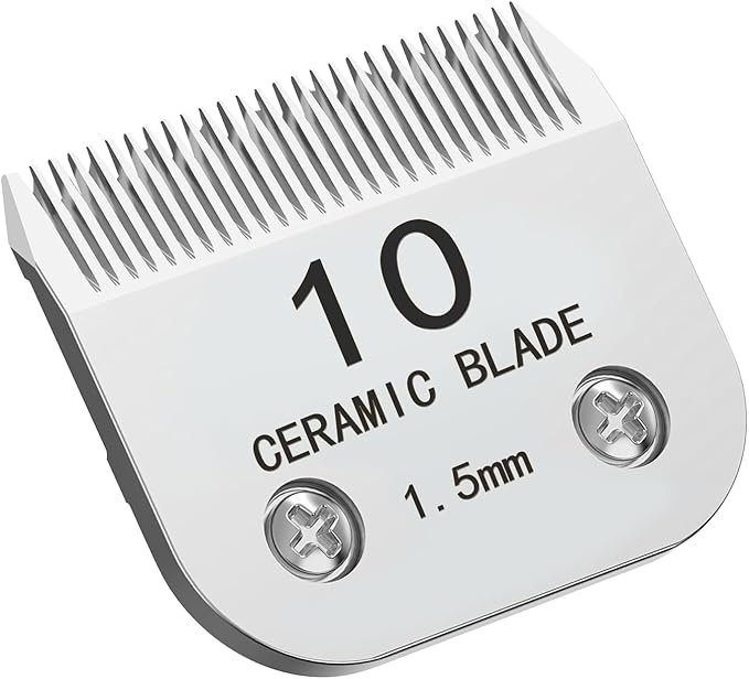 10# Silver Detachable Clipper Ceramic Blades, Dog Grooming Clipper Replacement Blades Compatible with Dog Clippers, KM Series Clippers, A5, Size 10, Cut Length 1/16"(1.5mm)