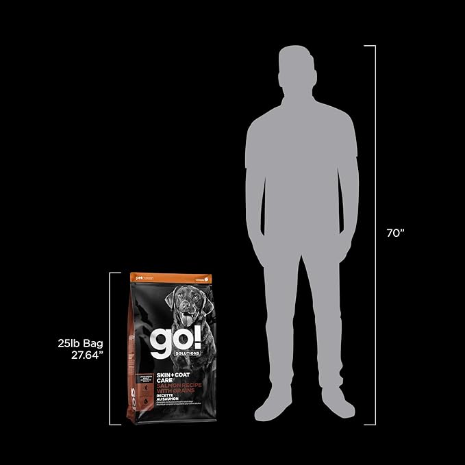 Go! Solutions Skin + Coat Care, Dry Dog Food, Large Breed Adult Salmon Recipe with Grains, 12 lb Bag