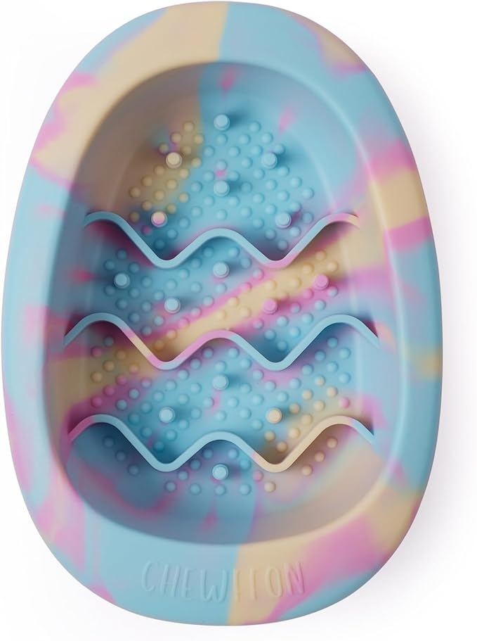 Interactive Dog&Cat Lick Mat Bowls, BPA-Free Silicone Dog Slow Feeder Bowl with Suction Cups, Non Slip Food Bowl for Dogs and Cats, Reduces Boredom and Anxiety, Dishwasher Safe, Rainbow Small