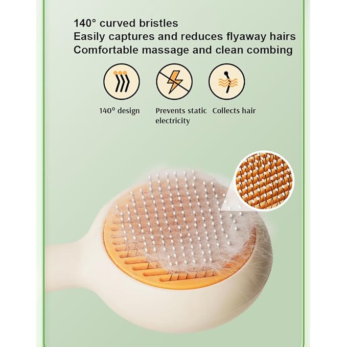 Pet Grooming Brush for Cats & Dogs –Cat Brushes for Indoor Cats,Grooming Brushes With Massage Function for Short & Long Hair, Removes Loose Fur & Undercoat – Self-Cleaning Slicker Brush- Green