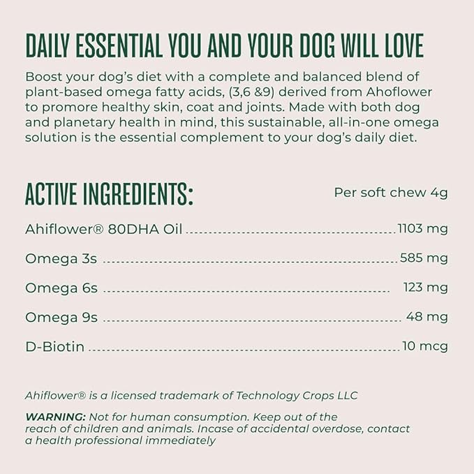 WagWell Ahiflower Omega Oil - Vet-Formulated Skin, Coat, Hip and Joint Supplement for Dogs - Plant-Based Omega 3, 6 and 9 Supplement - Natural Non-GMO Dog Omega Oil, 8 fl.oz. Pump Bottle
