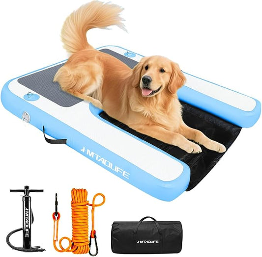 Inflatable Dog Boat Ramp Water Ramp for Pool, Float Floating Dog Ramps with Anti-Slip EVA for Lakes, Boats, Docks
