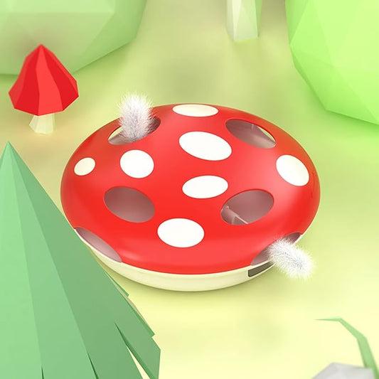 PAKEWAY Interactive Cat Toy, Automatic Cat Toys for Indoor Cats, Feather Toys, Eight Hole Structure and Two Ambush Feather,Infrared Sensor Activated