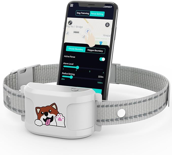 GPS Electric Dog Fence - Wireless Containment System with Free App, Customizable Boundaries & Waterproof Training Collar. Waterproof SmartPortable Fence for Outdoor Use, Suitable for Most Dogs