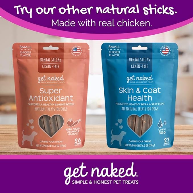Get Naked Grain Free 1 Pouch 6.2 Oz Puppy Health Dental Chew Sticks, Small