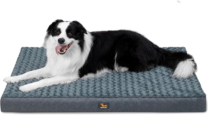 Large Dog Bed for Dogs up to 65 lbs with Orthopedic Foam Waterproof Cover Removable and Washable Cover Fluffy Dog Crate Bed with Non-Slip Bottom