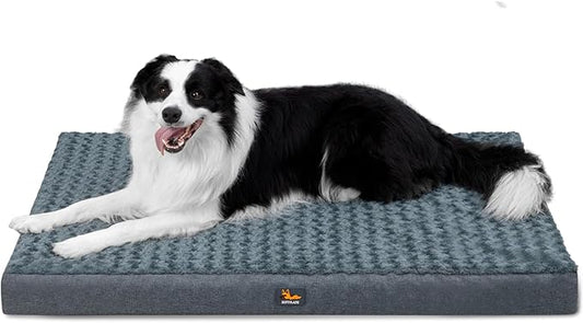 Large Dog Bed for Dogs up to 65 lbs with Orthopedic Foam Waterproof Cover Removable and Washable Cover Fluffy Dog Crate Bed with Non-Slip Bottom