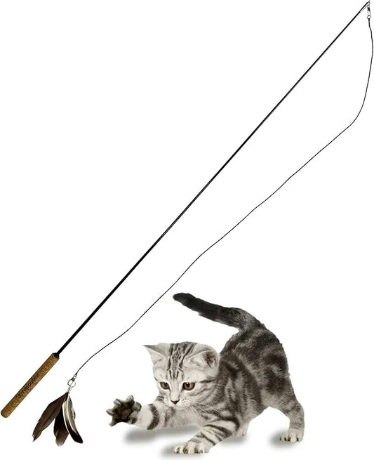 Forever Stick - The Unbreakable Cat Toy Wand, Extra Long Durable Interactive Cat Toy for Indoor Cats, Feather Kitten Toys for Bored Indoor Adult Cats, Bird Teaser Cat Accessories Enrichment