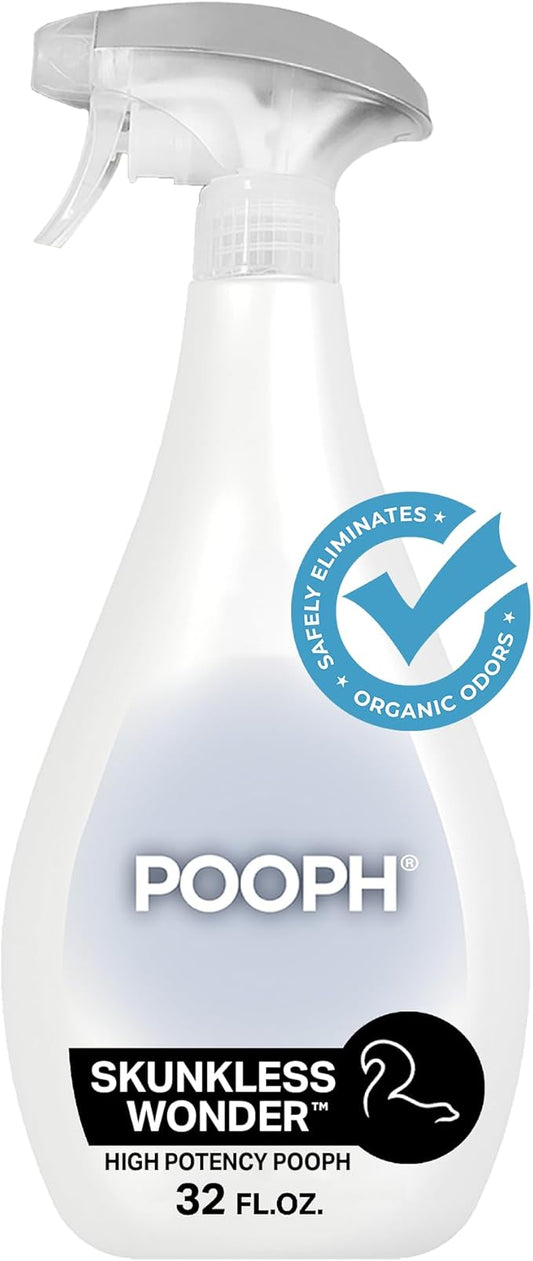 POOPH® Skunkless Wonder™ Spray | High-Potency Skunk Odor Eliminator Works on Pets, Fur, Clothing, Furniture & Items – Unscented, Safe, Fragrance-Free, Dismantles Skunk Oils On-Contact - 32oz