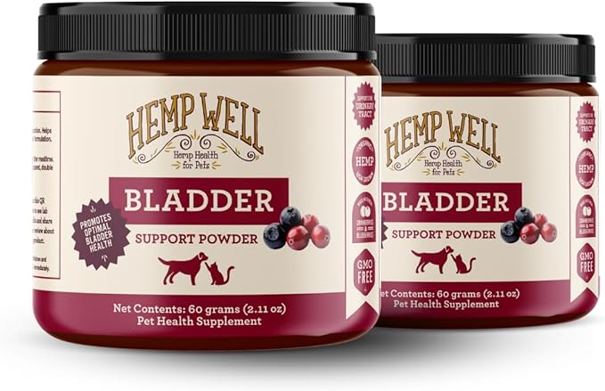 Hemp Well Bladder Support Powder - Urinary Health Support for Dogs & Cats, 2.11 oz. (2 Pack)