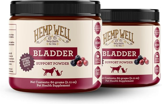 Hemp Well Bladder Support Powder - Urinary Health Support for Dogs & Cats, 2.11 oz. (2 Pack)