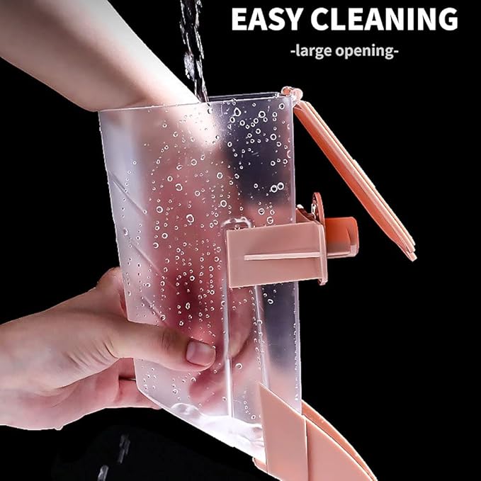 Oncpcare 1L Rabbit Cage Automatic Feeder Food Dish Small Animal Bin Feeder with Lid for Bunny Cat Ferret Chinchilla Guinea Pig