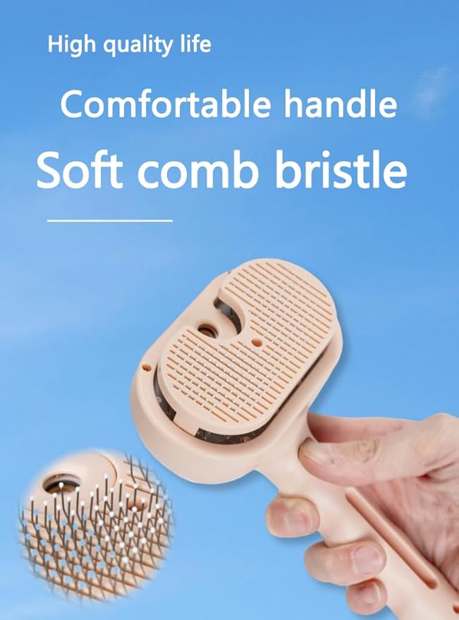 Pet Grooming Steam Brush, Pet Spray Hair Removal Comb, Anti-Static, Rechargeable, Comfortable Grip, for Dogs & Cats, Spray Hair Removal Comb, Steam Brush for Shedding & Grooming, Pink