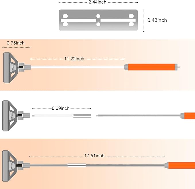 FZONE Algae Scraper for Glass Aquariums, 19''-26'' Detachable Length, 2-in-1 Fish Tank Cleaning Kit with Brush Head and 5 Stainless Steel Blades