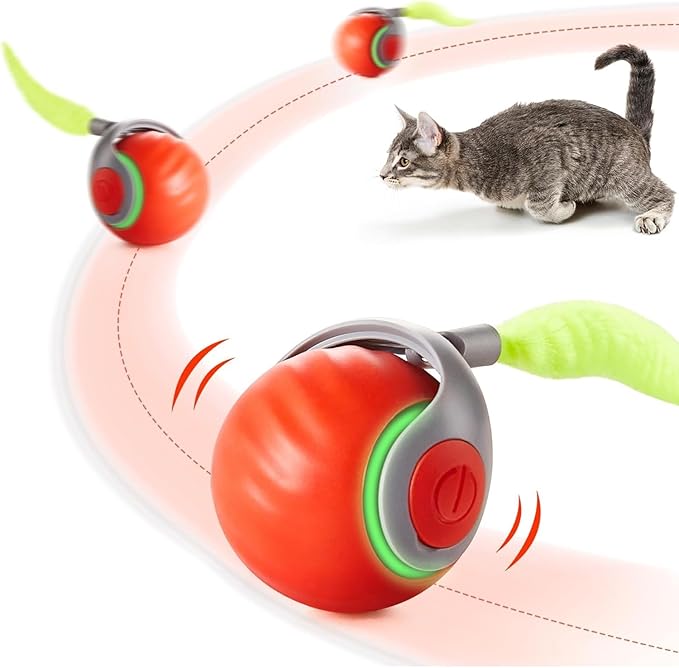 Interactive Cat Toy Balls, 2025 New Automatic Moving Smart Cat Toy Ball, Interactive Pet Toy for Cats, Dogs Indoor, Automatic Rolling Pet Toy(Blue + Orange - 2pcs)