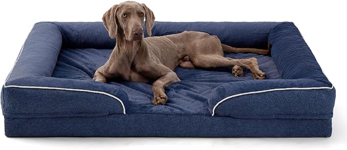 Made4Pets Orthopedic Dog Bed for Extra Large Dogs, Supportive Foam XL Pet Bed Sofa with Washable Removable Cover, Waterproof Large Dog Couch Bed, Non-Slip Bottom and Egg-Crate Foam, Grey
