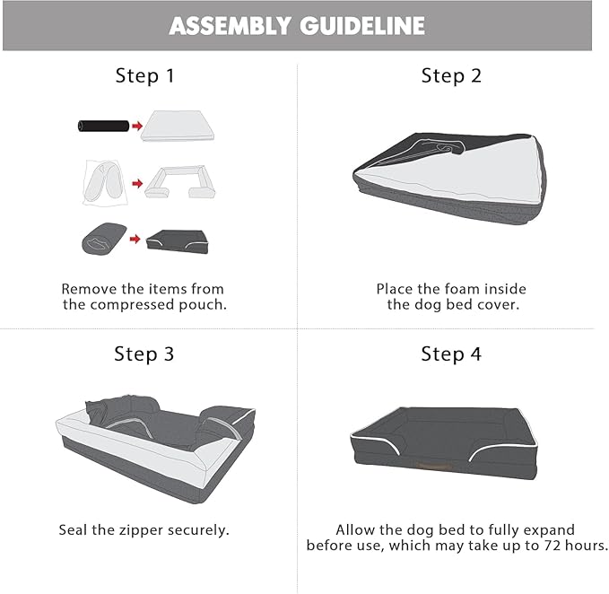 Friends Forever Orthopedic Dog Bed for Medium Dogs, Waterproof Memory Foam Dog Sofa Bed M with Removable Washable Cover, Ally Navy, 28x23x6.5