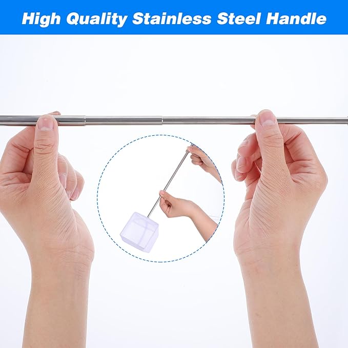 Fish Net for Fish Tank, 2 Pcs Aquarium Square Round Fishs Net Fine Mesh Fishs Nets Nano Nylon Nets with Extendable Stainless Steel Handle for Small Fishes Tank Aquarium Accessories (White)