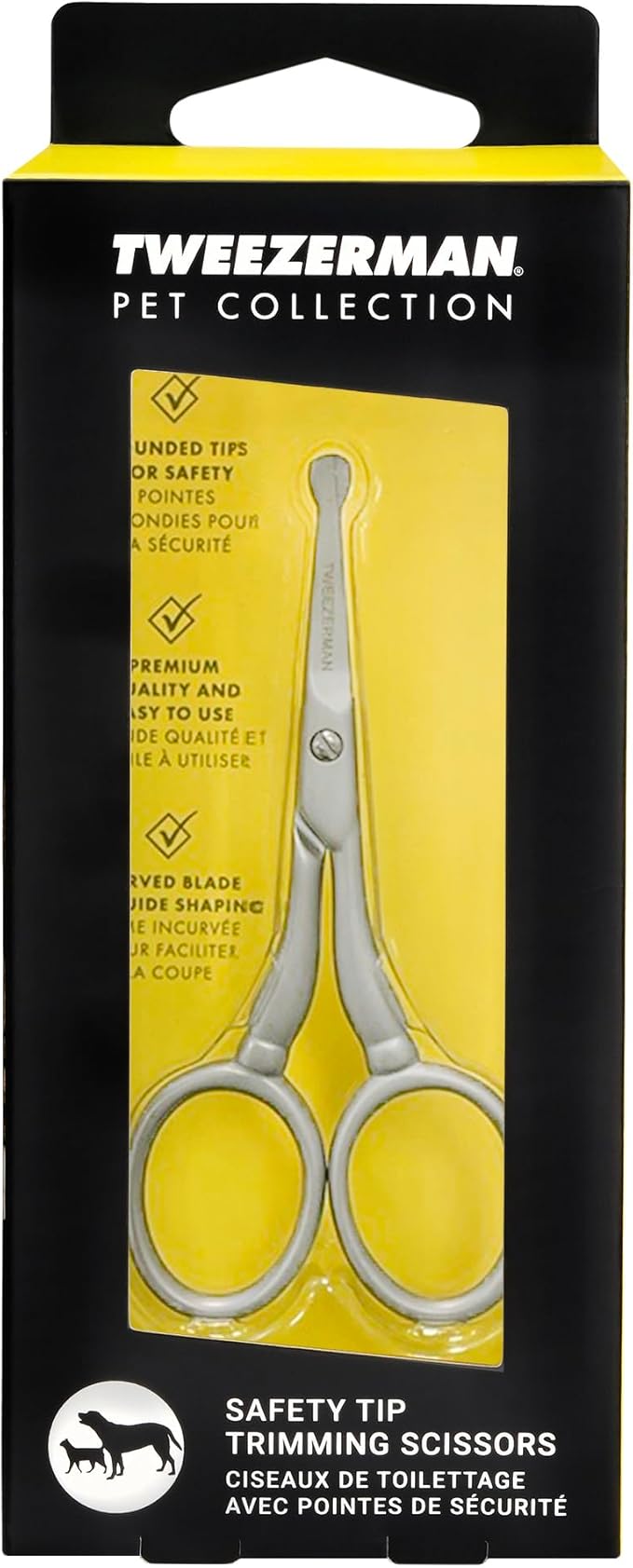 Tweezerman Pet Grooming Scissors, Stainless Steel Rounded Tip Trimming Shears for Dogs and Cats