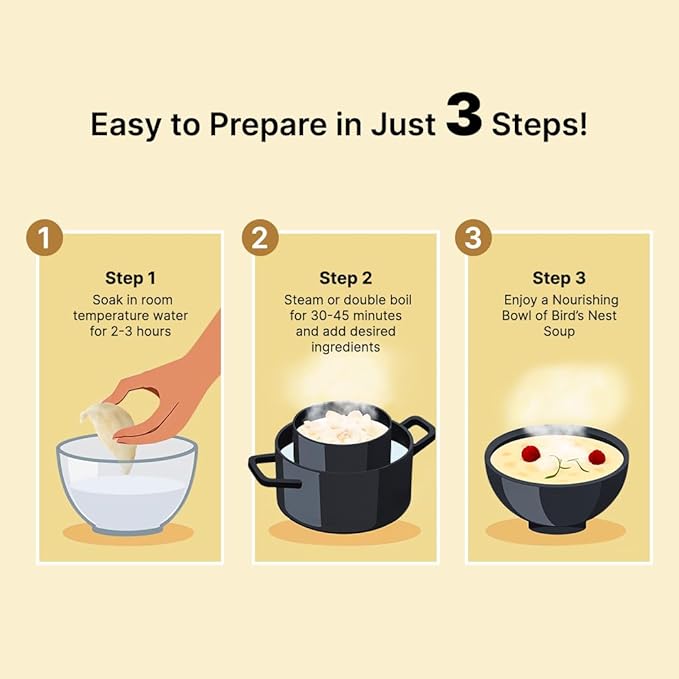 Golden Nest Premium White Bird Nest AAA, 100% Natural - Made in USA, ( 燕窩 ) - Family Size Box - 227g (8oz)