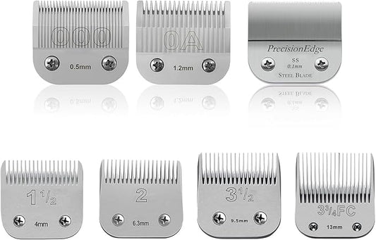 Professional Detachable Replacement Ceramic Blades set,compatible with oster Classic 76/Star-Teq/Power-Teq andi A*dis AGC,BDC,BGC,MBG Series Clippers (7 pcs)