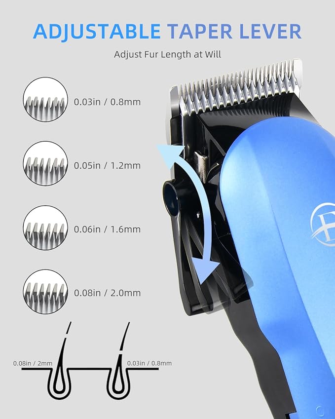 Professional Dog Grooming Clippers Kit, 24V High Power for Thick Coats, Quiet Dog Clippers with 10 Metal Guard Combs & Brush, Ideal Dog Hair Remover for Cats and Pets