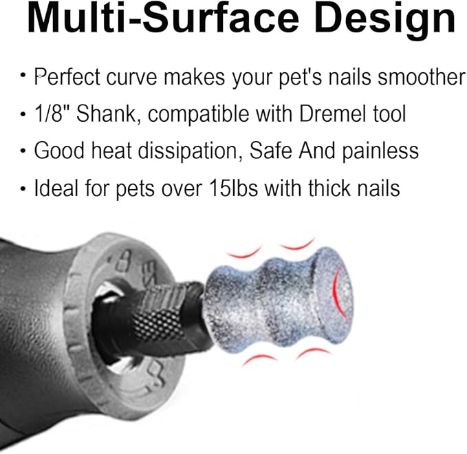 Diamond Rotary Grinder Bits for Dog - Pet Nail Grinder Attachment - 1/8" Replacement Grinder Wheel for Dremel - Pet Nail File & Clippers for Medium Large Dogs (XL)