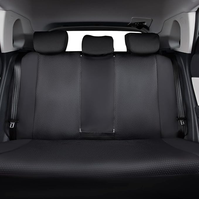 Flying Banner Neoprene Rear Bench car seat Covers car seat Protectors Split 40/60 60/40 (Solid Black, Neoprene)