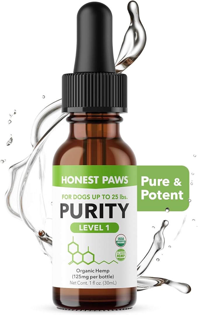 Honest Paws Hemp Oil for Dogs - Natural Hemp Seed Oil Calming Purity Drops for Dogs - Rich in Omega 3 6 9 to Promote Healthy Bones, Joint Support, Relaxation, Managing Normal Stress - Made in The USA