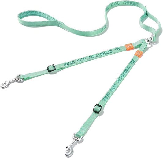 HOWGO Double Dog Leash, No Tangle 360° Swivel, Adjustable Two Padded Handles, Double Clip Dog Leash Coupler Splitter for Small and Medium Breeds (Mint Green, 2/3'' x 4.8 FT)