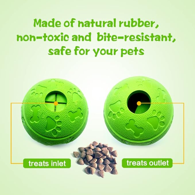 Dog Treat Ball and Toy, Interactive - Pack of 2 (Green, Blue)