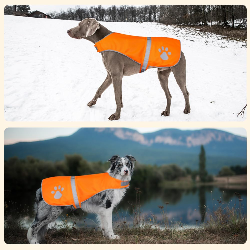 HIGO Reflective Dog Vest - Breathable Dog Safety Jacket, High Visibility Dog Hunting Vest, Adjustable Dog Coat for Outdoor Walking Jogging Camping (Orange, Small)